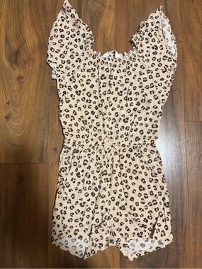 H&M Girls’ Flutter Sleeve Animal Print Romper - Tan 6
